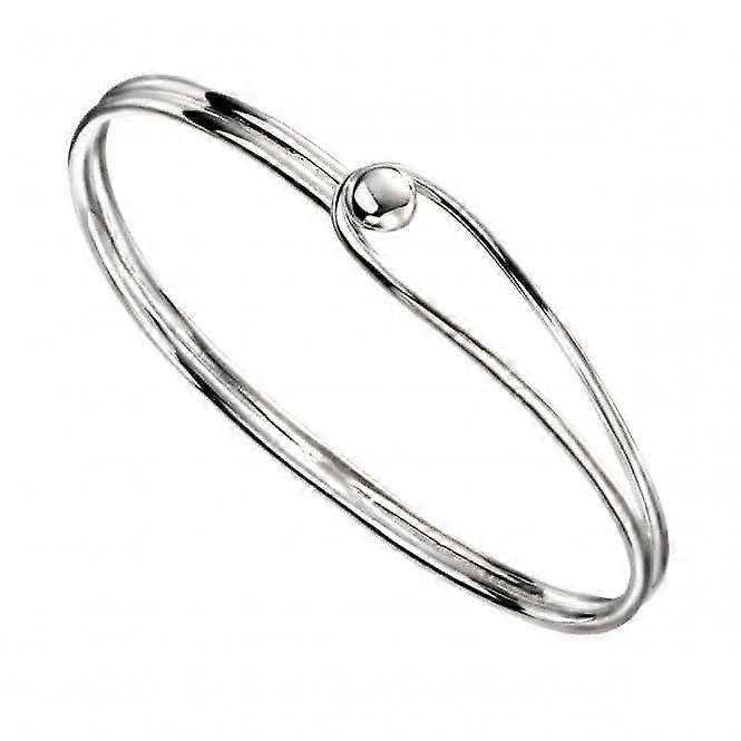 Beginnings Sterling Silver Oval With Feature Ball Clasp Bangle B5079