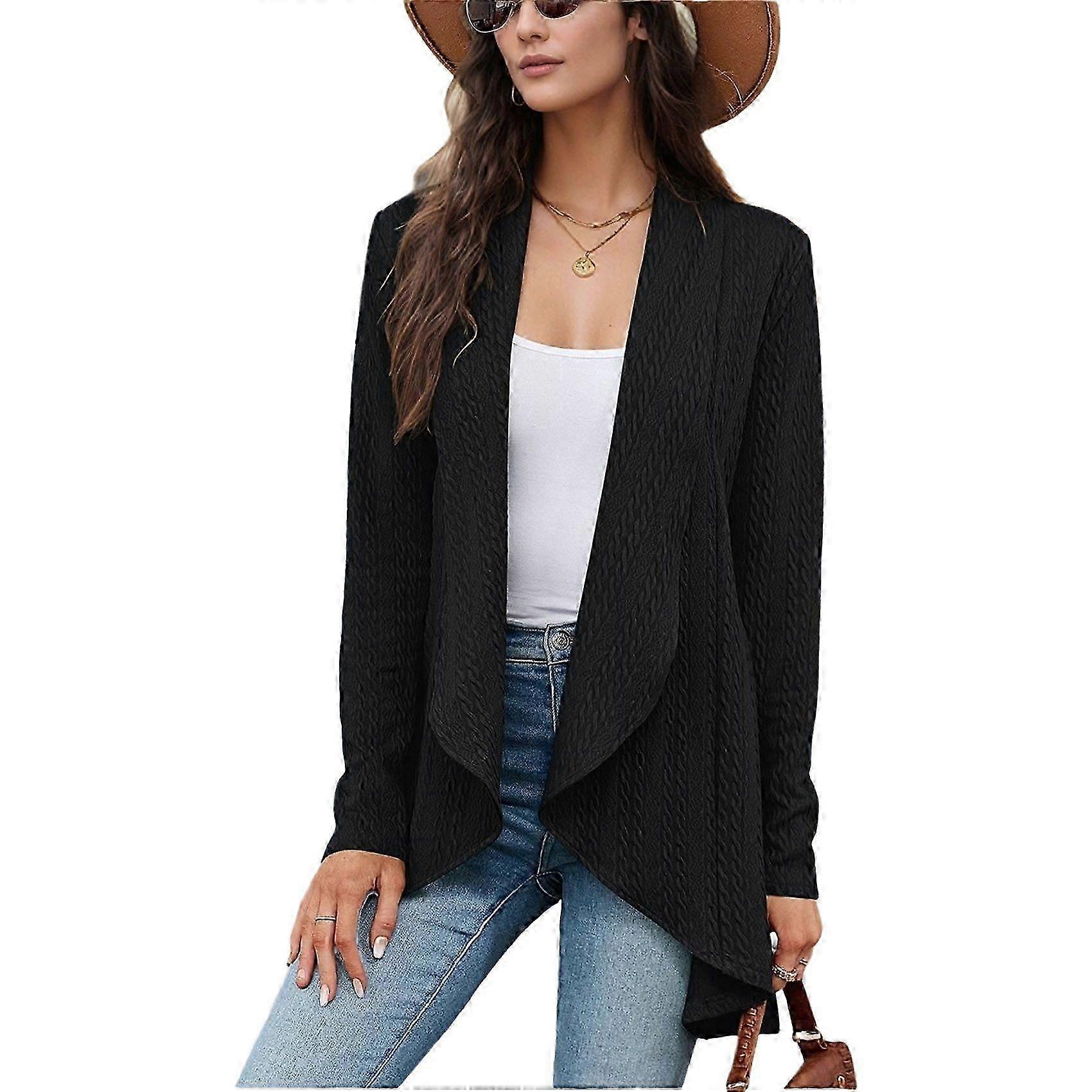 Casual Knit Cardigan Black S