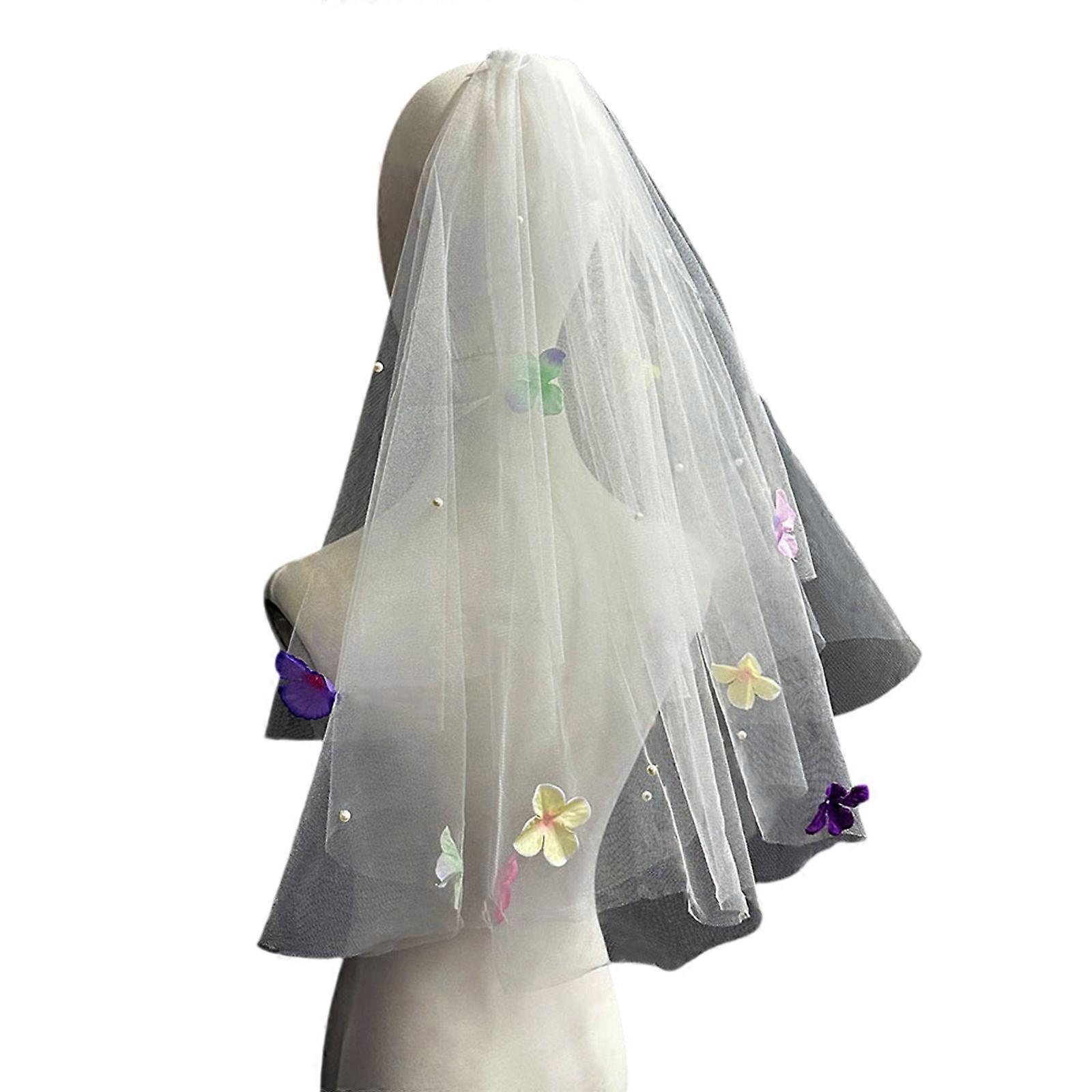 Voile de mariée, foulard floral coloré, cadeau de mariée, fête de mariage, nuit de noces, voile de mariée pour future mariée