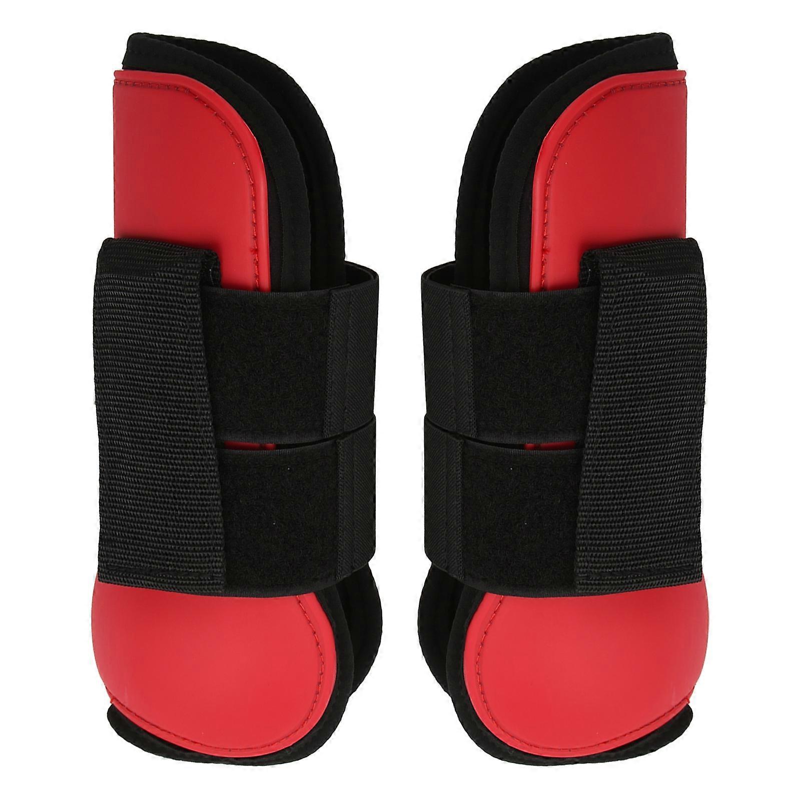 1 Pair Horse Tendon Boots Soft Prevent Slipping Easy to Stick PU Shell Horse Fetlock Boots for HorsesRed Front Legs M