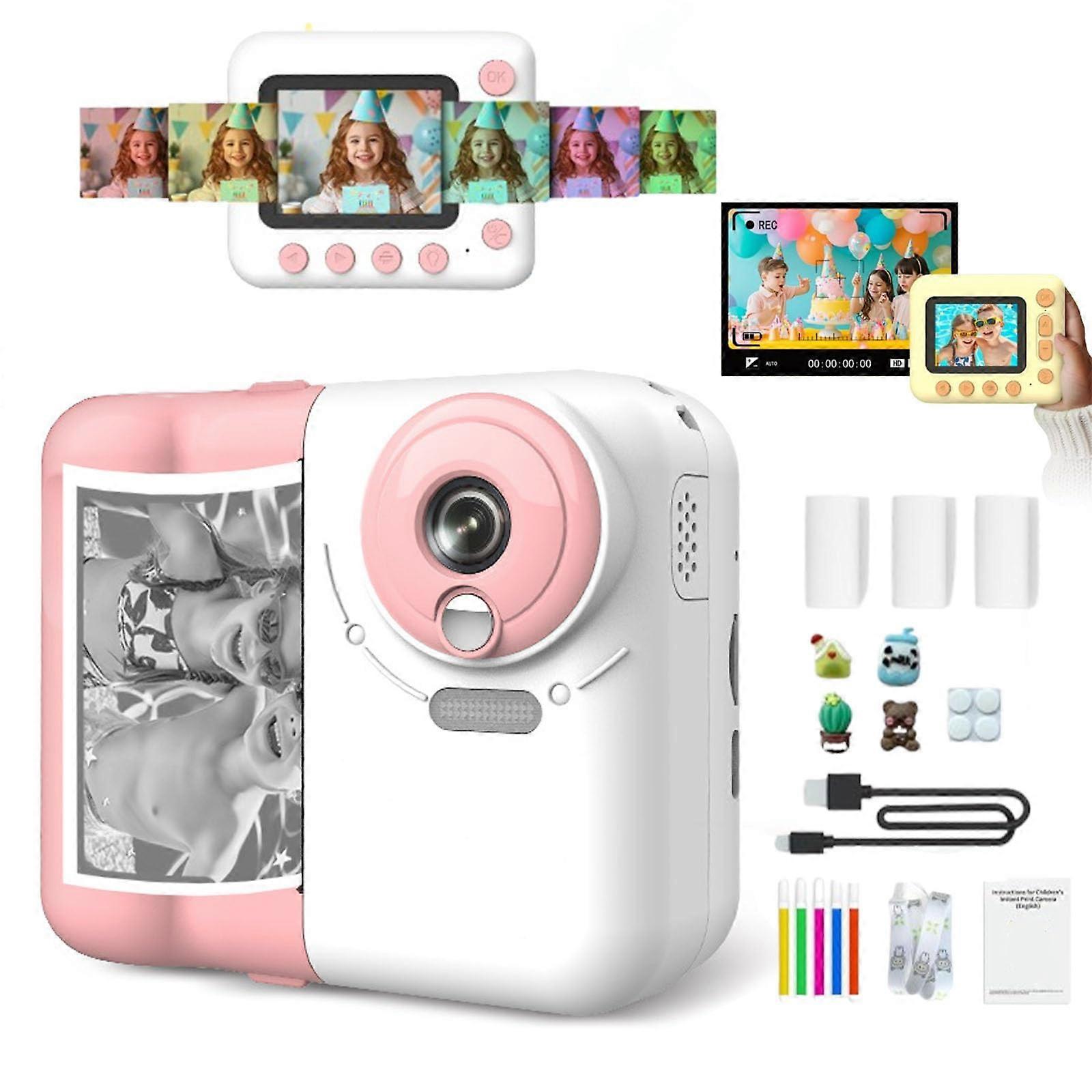Snapalette Printcam Instant Print Camera with 1080p HD Video, 10x Zoom, Time Lapse Feature in Pink