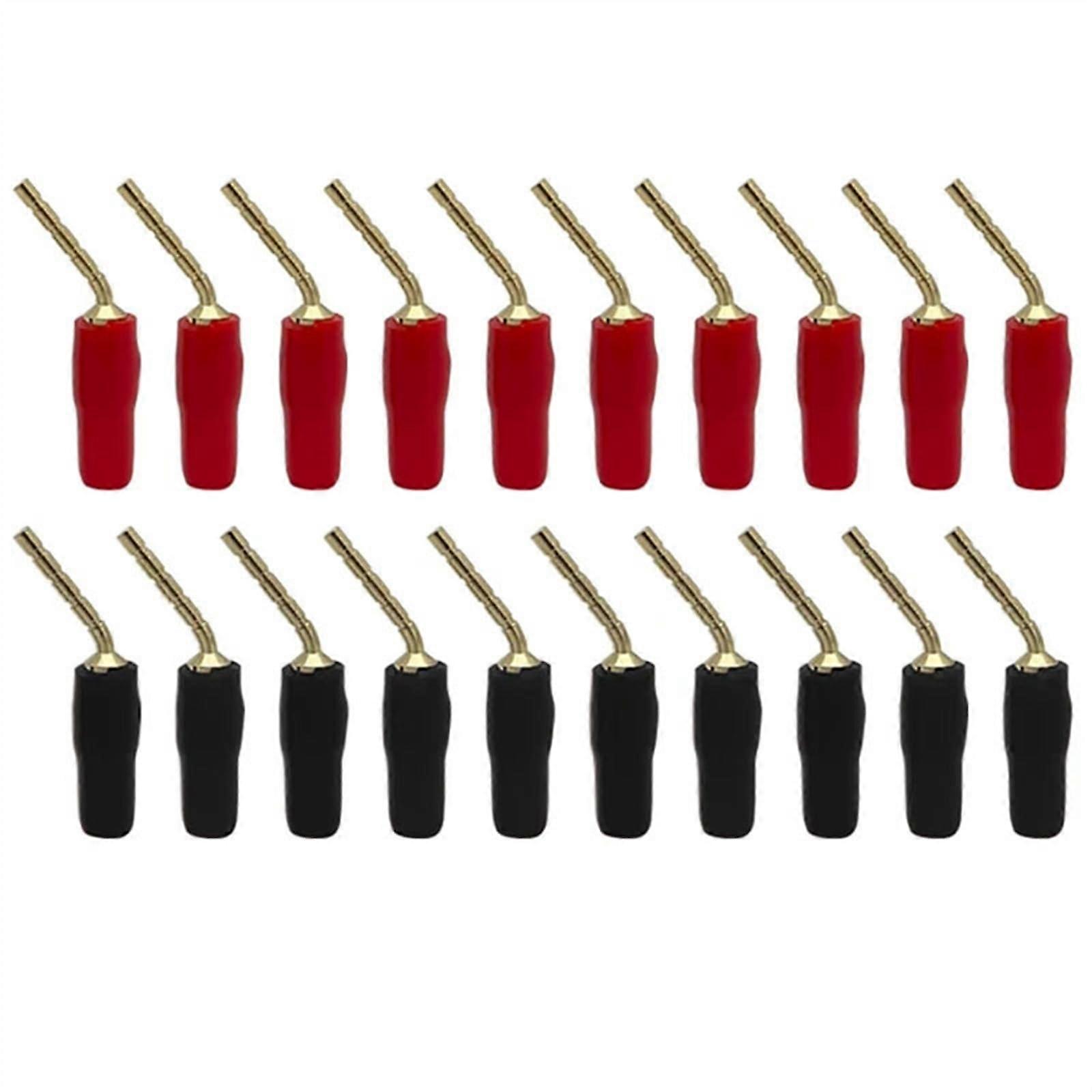 20PCS/Set Banana Bend Pin Plug Connector 2mm Wire Cable Banana Screw Speaker Audio Plug Adapter Red Black (Color : 20 Black)