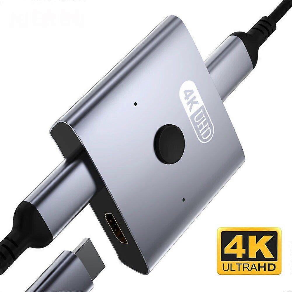 NIERBO 2-in-1 4K@60Hz Bi-Directional HDMI Switch for PC Xbox PS5/4/3 Manual HD Video Splitter Compact Size