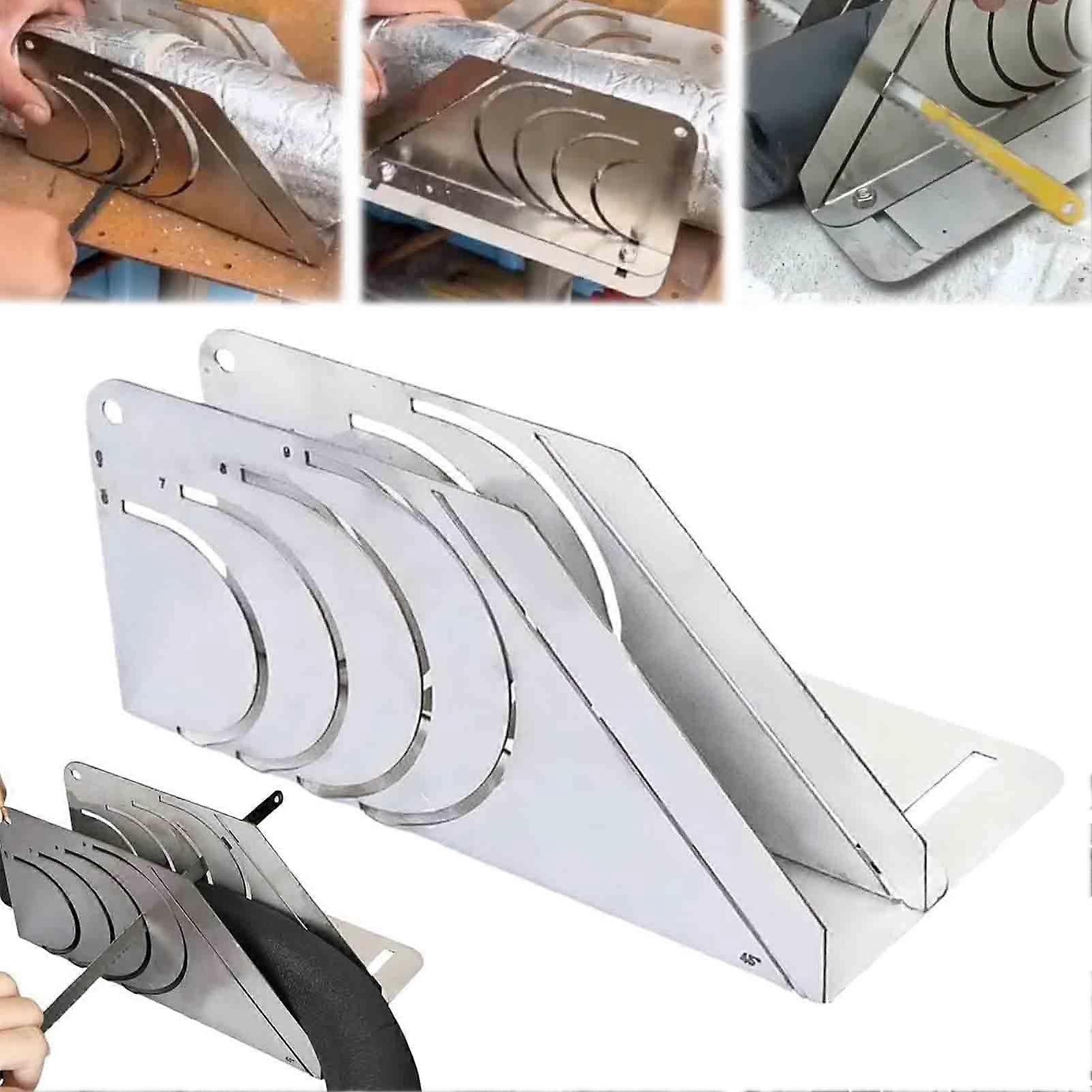 Precision 45° Rubber Insulation Pipe Cutter Tool for 60-90mm Foam Pipes, Adjustable Cutting Guide Fixture