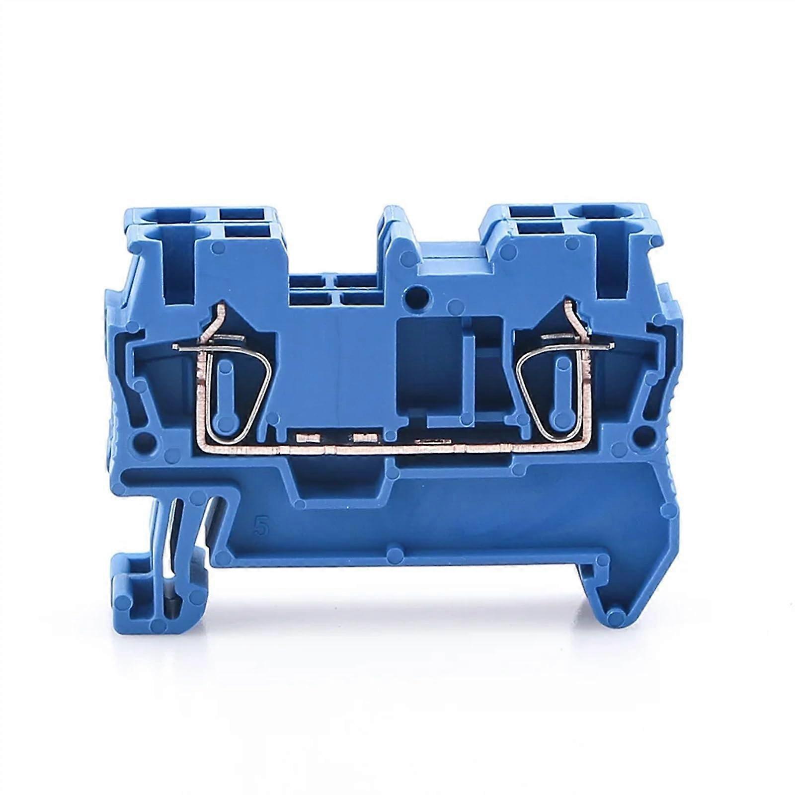 Din Rail Terminal Block ST-2.5, Screwless Spring Connection Connector, Copper Wire Conductor, 10pcs, Blue, ST2.5