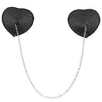 Nippel Pasties Abdeckungen Strasssteine Herzform Wiederverwendbare selbstklebende Brustaufkleber mit Metallkette BHs Blütenblätter für Frauen rosa rot