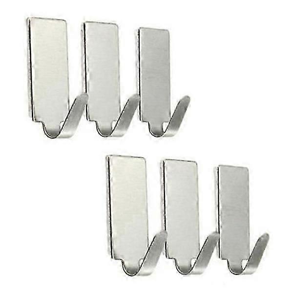 Self-adhesive stainless steel hooks - 6-pack