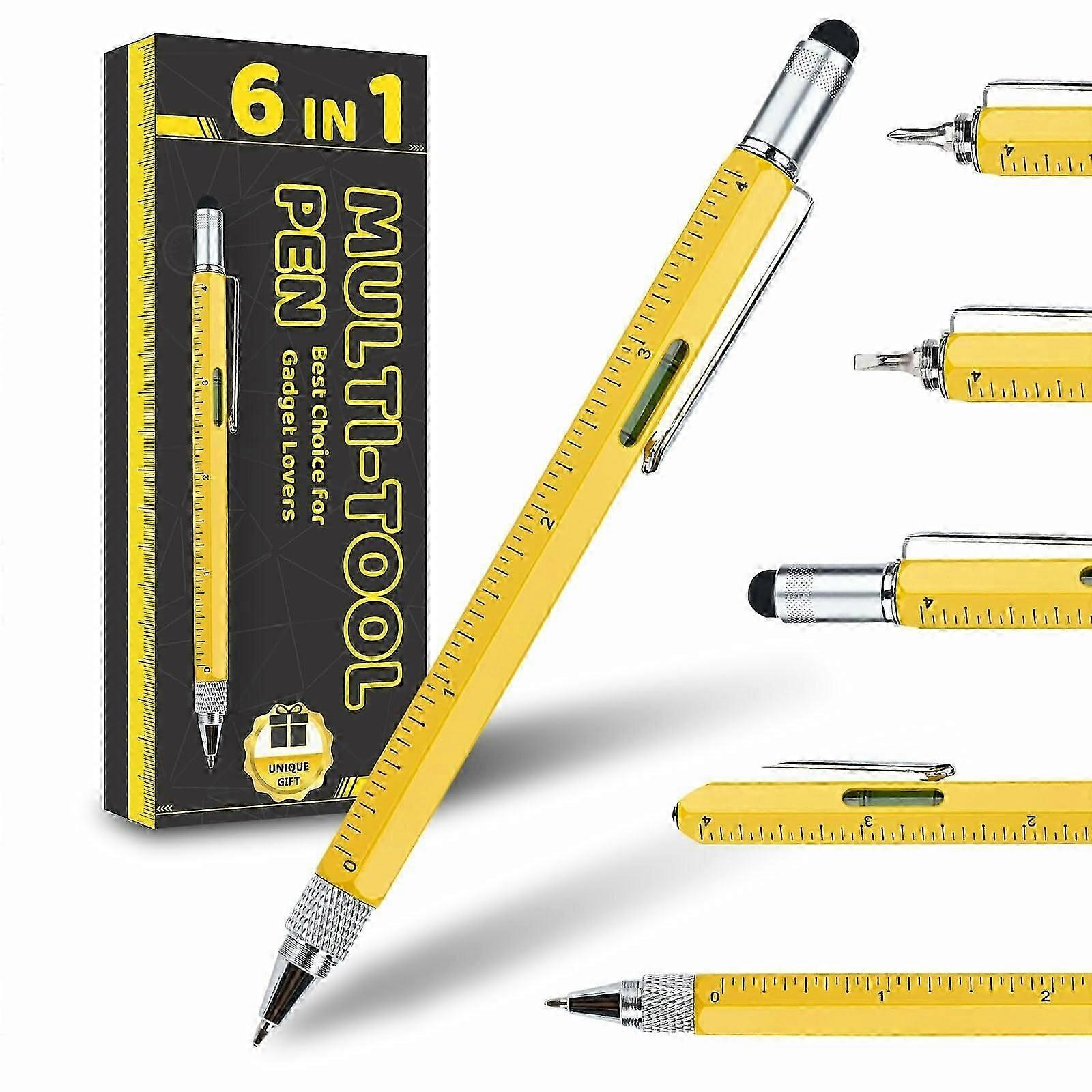 6-In-1 Multitool Pen: Stylus, Ruler, Level, Screwdriver - Perfect Gift With Refills
