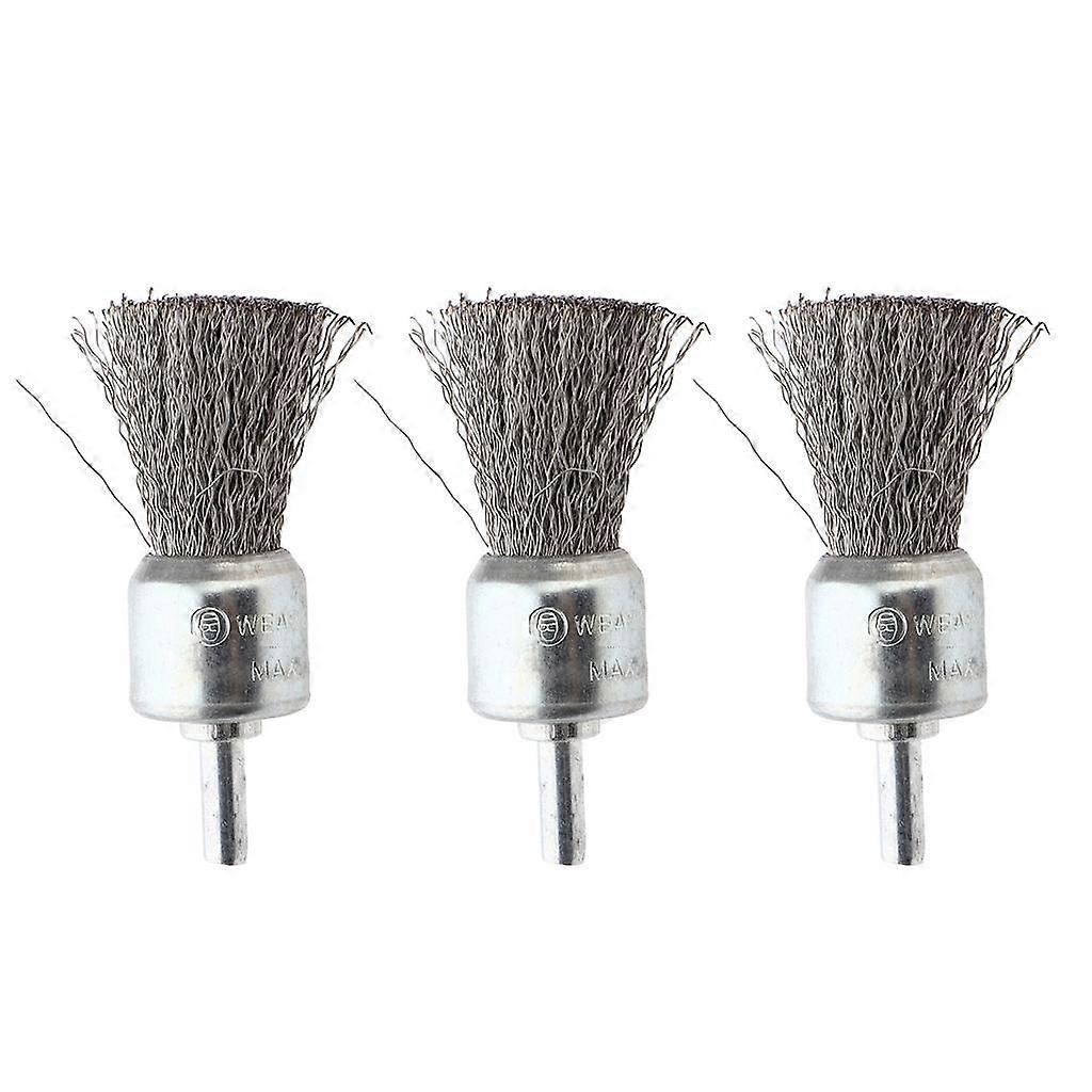 3pcs 6mm Shank Stainless Shape Crimped Wire Brush Rust Removing