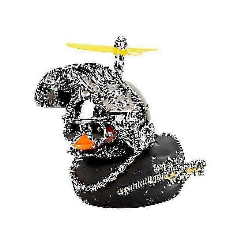 Broken Ornaments Decorations Helmet Duck Ducky Bicycle Wind Motor Accessories Wind Rubber Duck With Helmet Pendant Duck Car