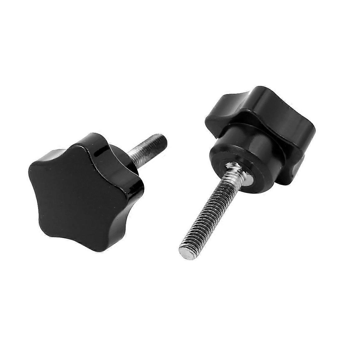 M6x28mm Plastic Star Head Screw Bolt Stud Clamping Knobs Grips Black 5pcs for Hardware and DIY Applications