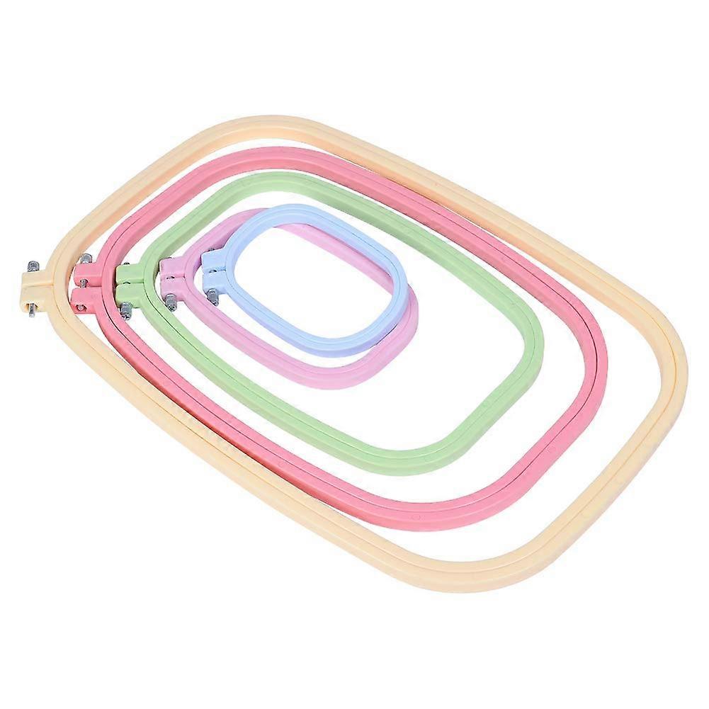 Rectangular Embroidery Hoops Set - 5 Sizes, ABS Cross Stitch Frames, DIY Sewing Tools in Candy Colors