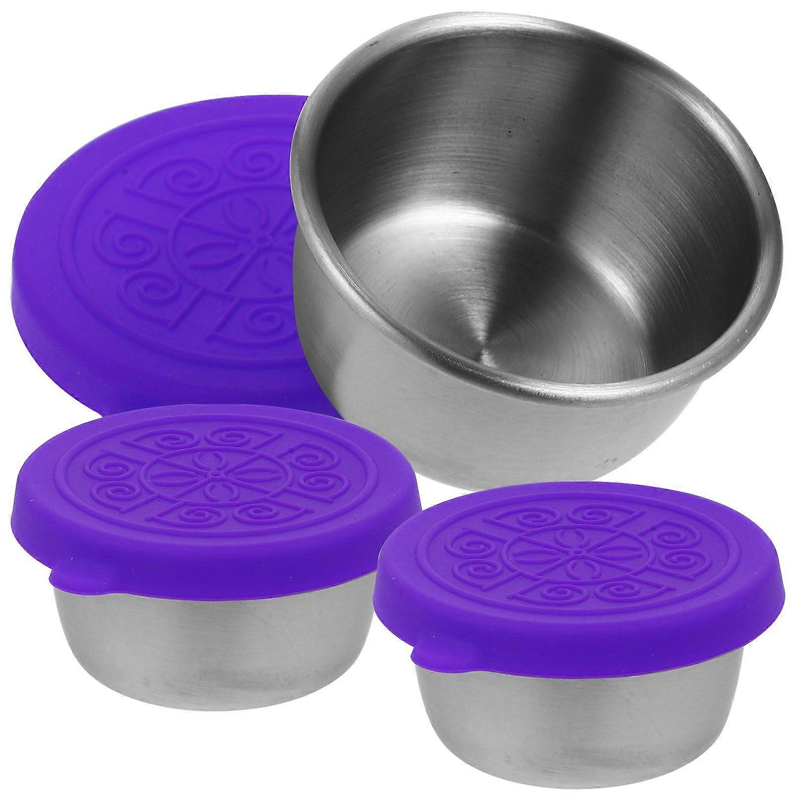 3pcs Household Sauce Storage Cups Lid Design Sauce Cups Multi-function Seasoning Cups