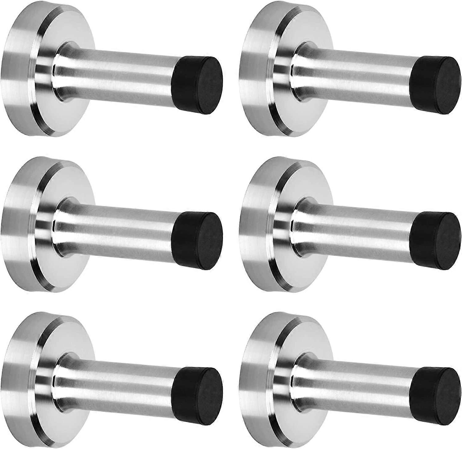 Pack Self-Adhesive Stainless Steel Door Stops, No Drilling/Screw Required, with Rubber Buffer, Wall Protector, Spring, 6cm