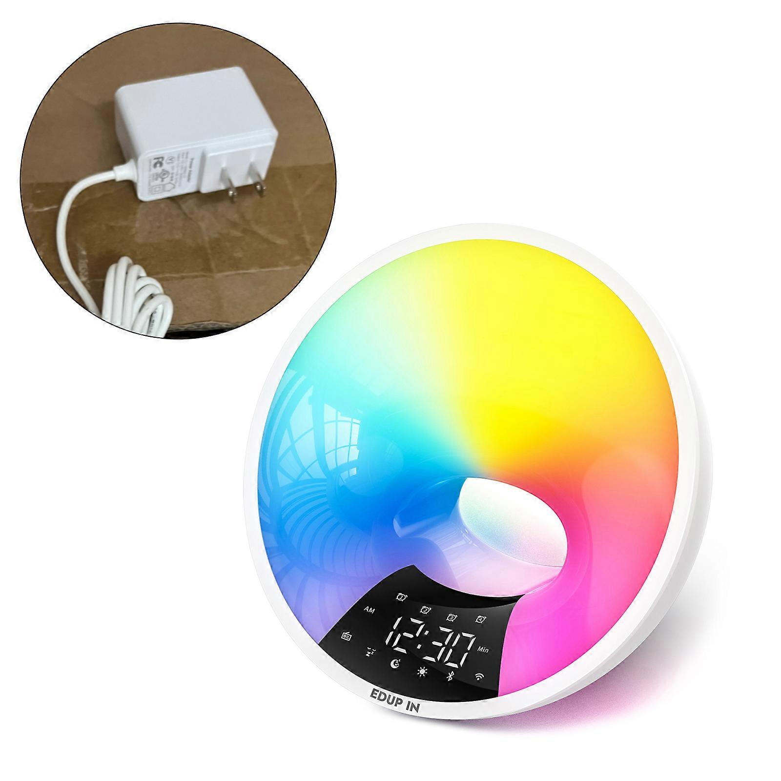 Night Lights Alarm Clock Adjustable FMRadio Sunrise Simulation Wake Up Clock Baby Sound Machine Table Clock For Family