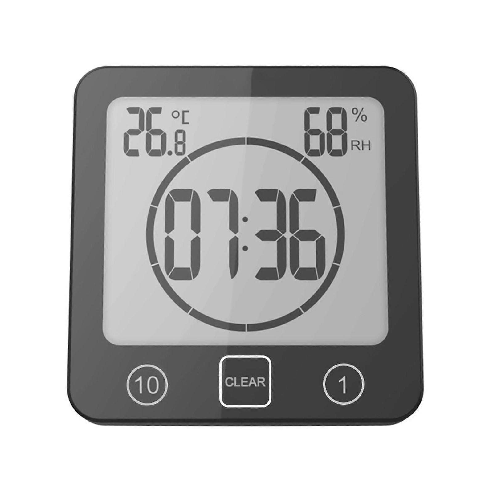 Shower Digital Wall Clock Kitchen Clock Visual Countdown Timer for Time Management Large LED Display Bathroom Shower Kit  Black