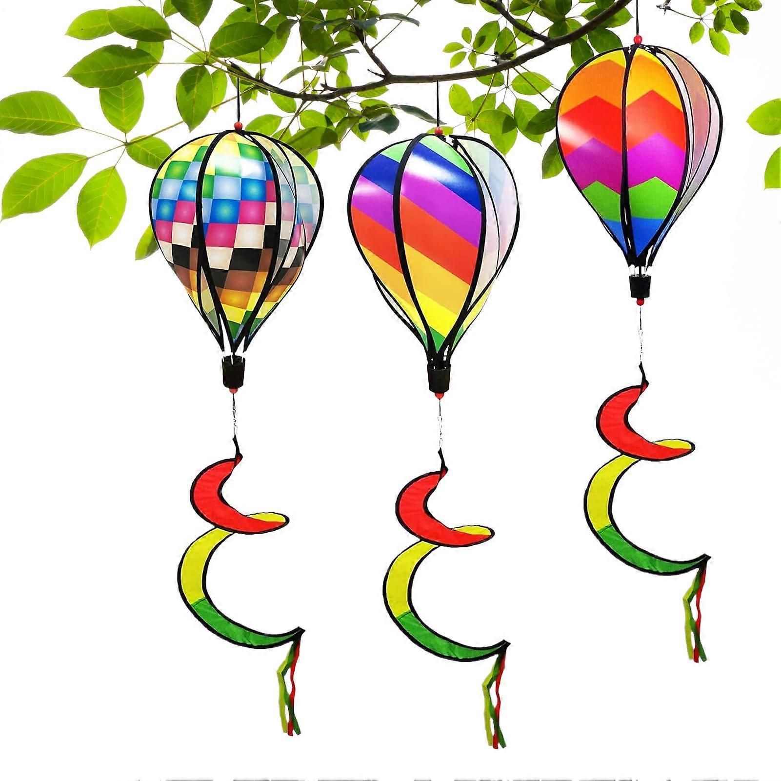 Garten Windspinner Rainbow Windspinners With Spiral Twist 3-Piece Set Hanging Windmills For Terrace