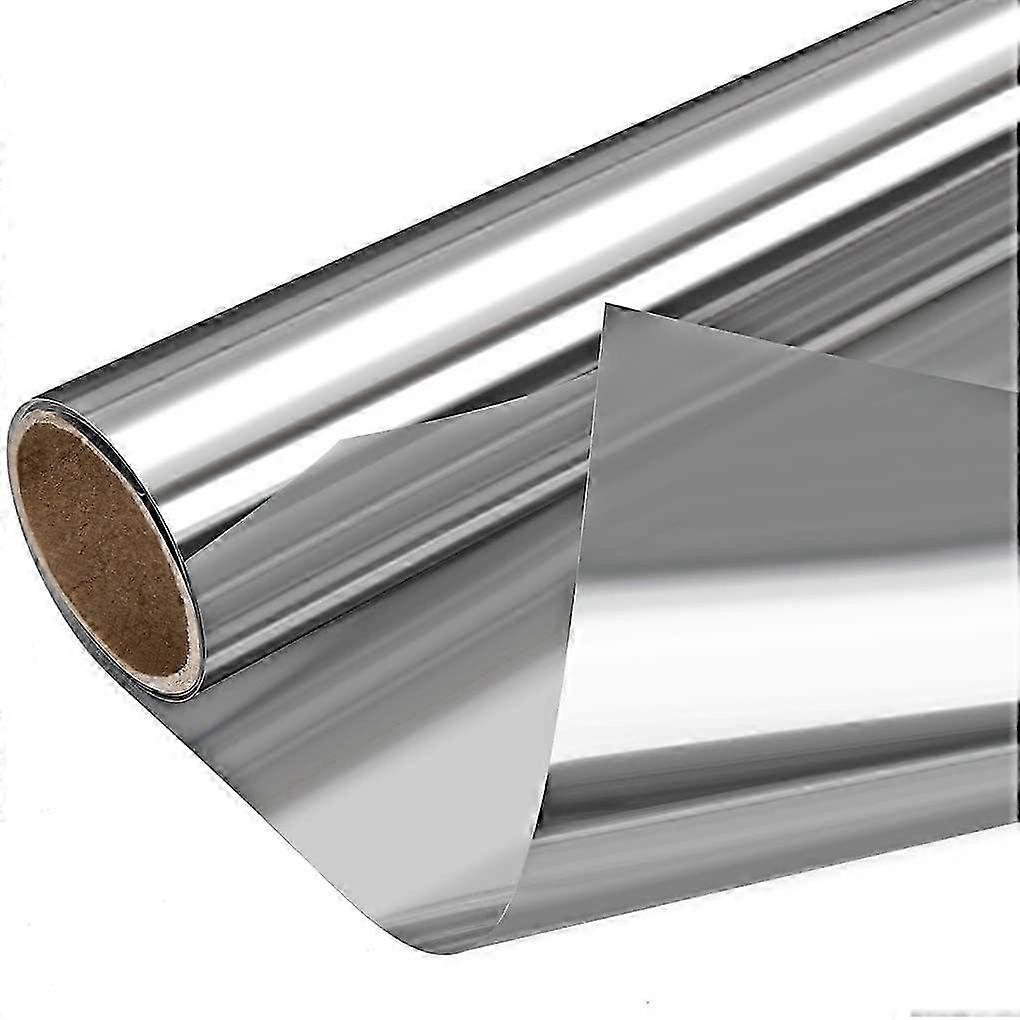 One Way Privacy Window Film UV Blocking Mirror Non-Adhesive 44.5x200cm Silver