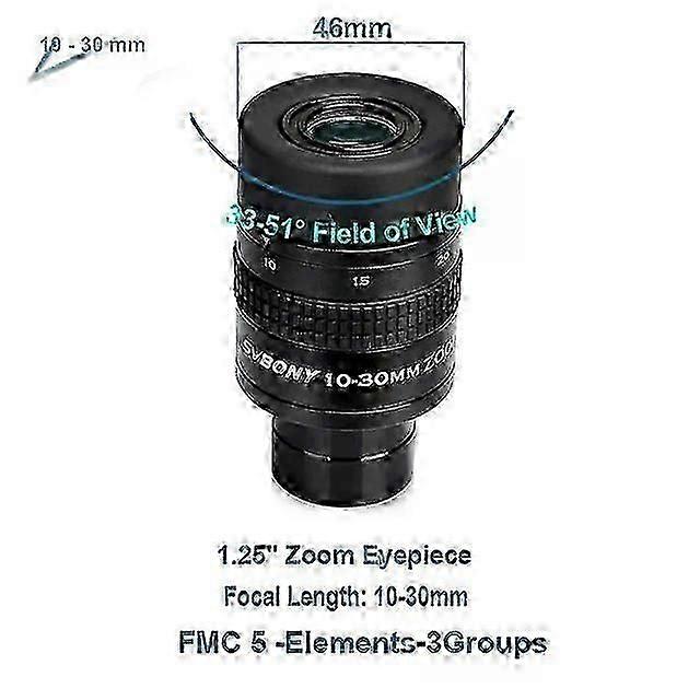 1.25" Zoom Telescope Eyepiece 7-21mm/8-24mm/10-30mm Fmc Zoom Lens Telescope Accessory For Astronomic Telescopes