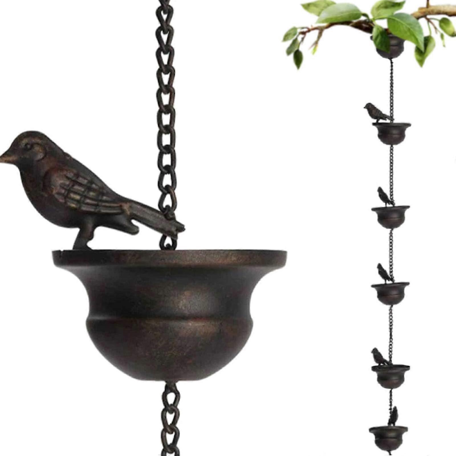 Vintage Bird Rain Chain Drain Gutters Decorated Rain Chain Garden Rain Steering Wheel Chain, Rain Cha for Outside Rain Chimes Ref: 8947