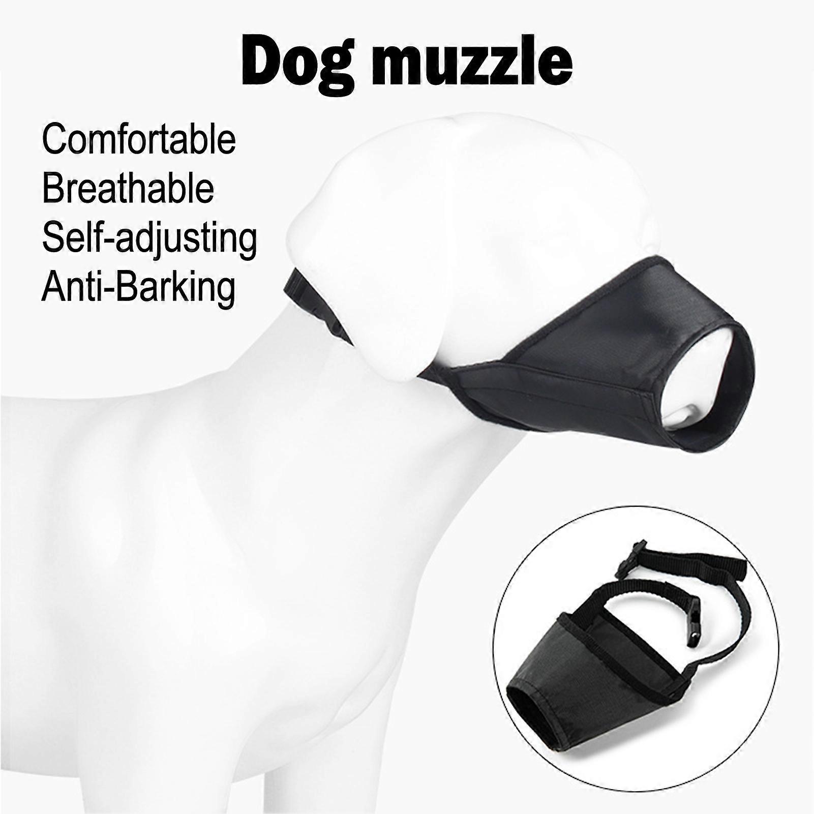 Adjustable Black Dog Muzzle Size 1-7 Waterproof Breathable Cover