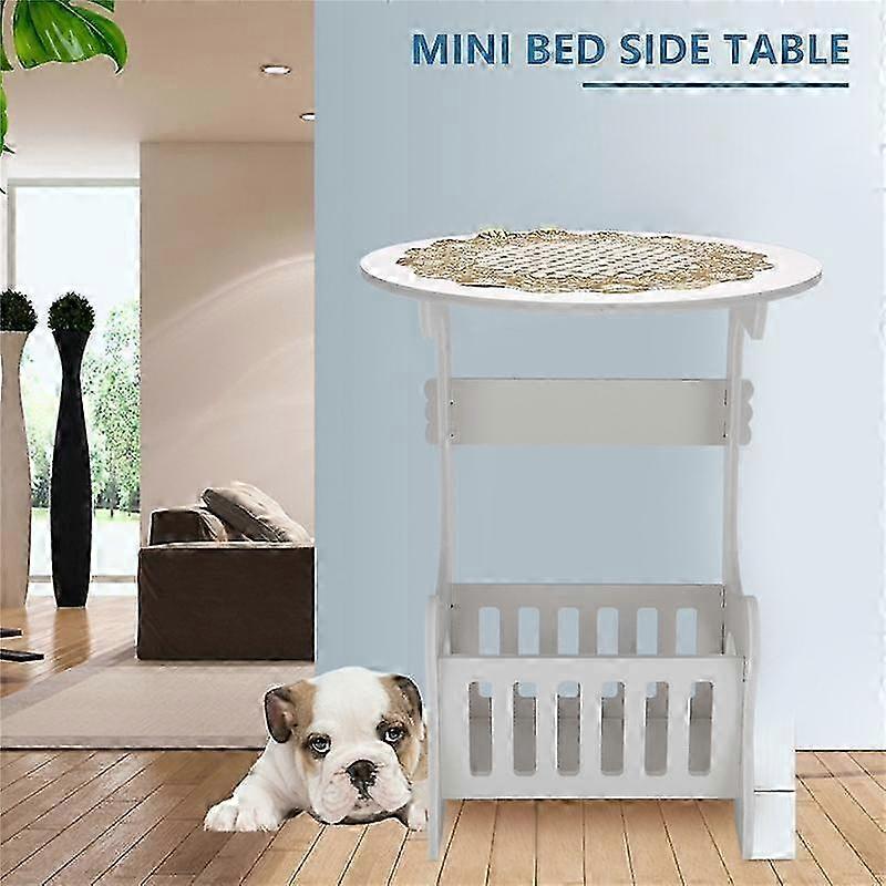 Mini Plastic Round Coffee Tea Table Room Storage Rack Bedside Table