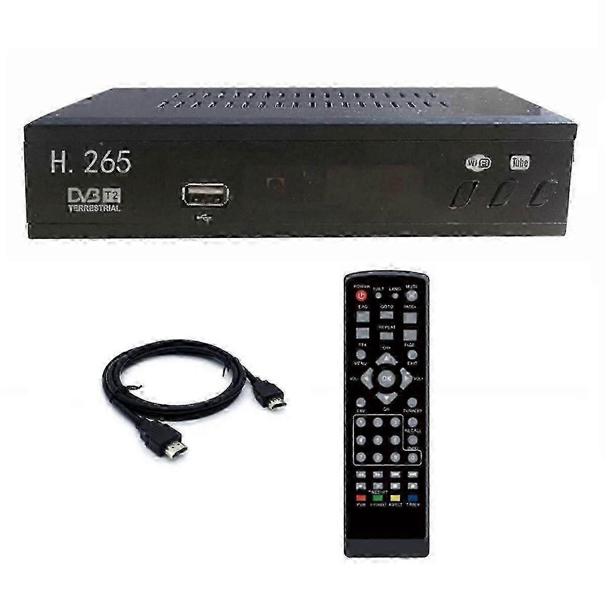 DVB-T2 HEVC/H.265 HD Terrestrial TV Receiver USB Set Top Box with 1080P Decoder & EU Plug