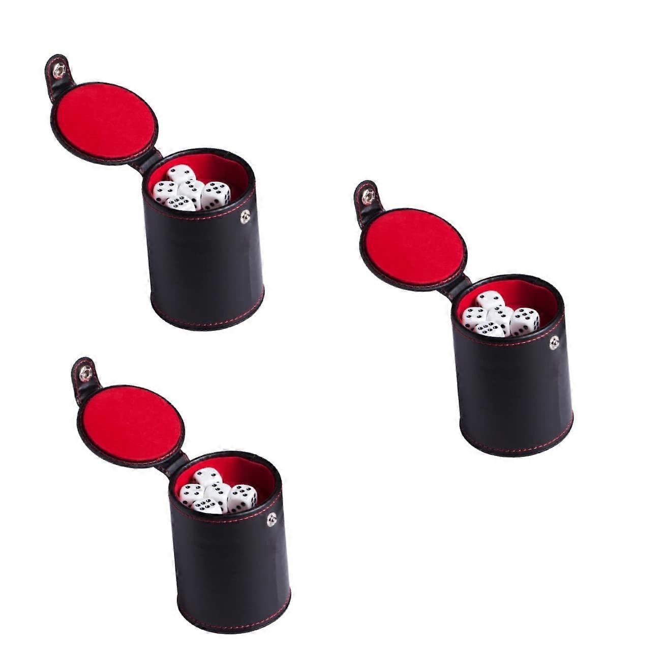 3 Sets Leather Dice Cup Noise Reducing Dice Shaker for Travel Bar Game Farkle