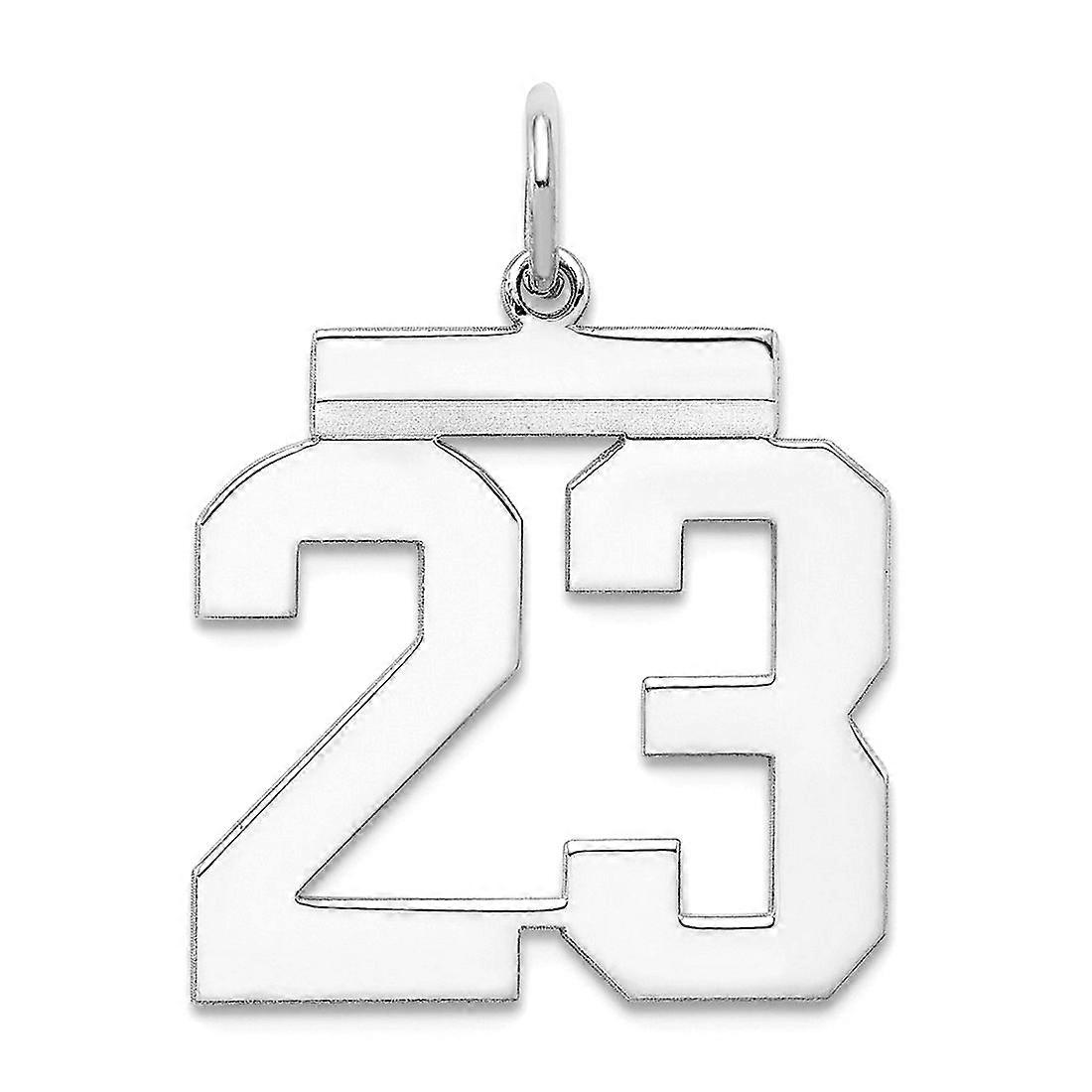 925 Sterling Silver Medium Polished Pendant Necklace Sport game Number 21x16mm Wide-Pendant for Women