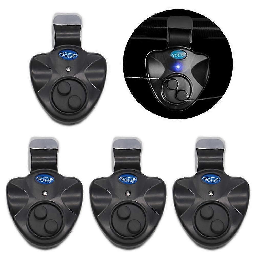 電子式釣りバイトアラーム 4個 サウンド付き LEDライトインジケーター付き 魚のバイトアラーム