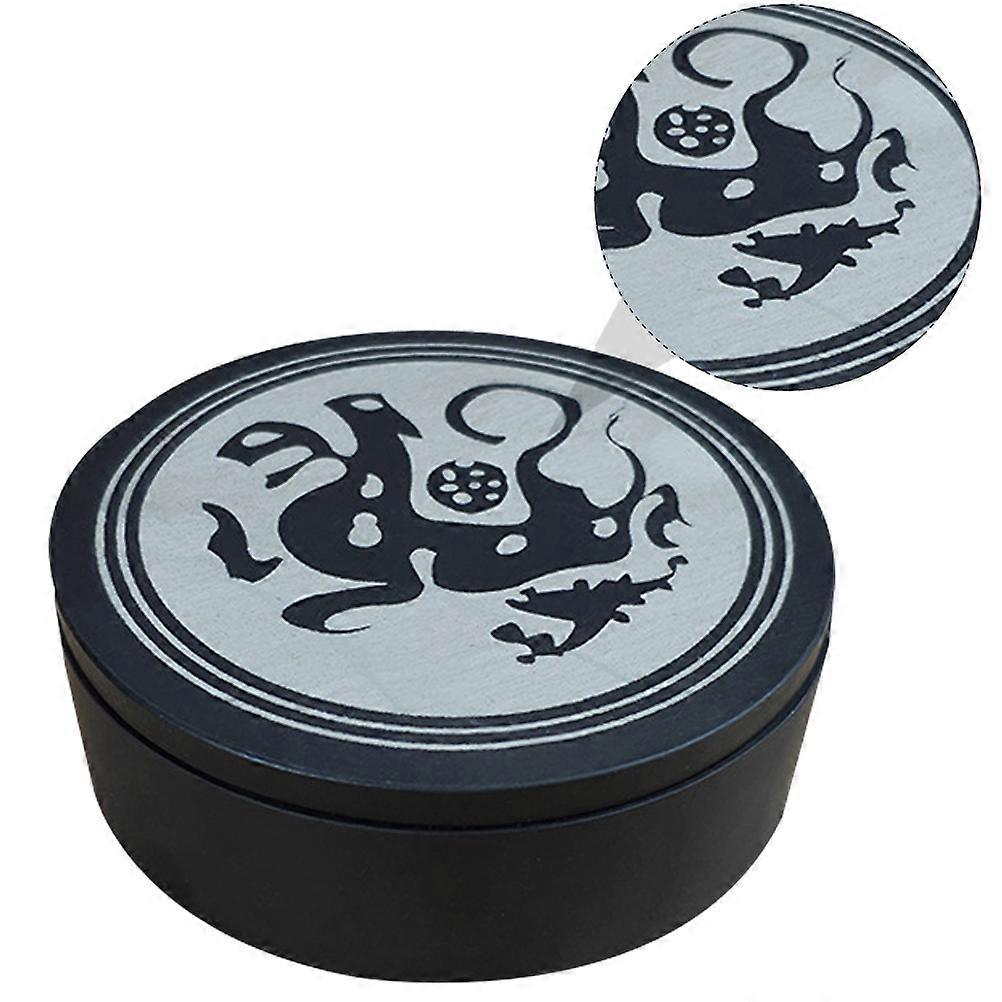 Round Calligraphy Ink Stone with Lid   Creative Pattern Sumi Ink Slab for Artists and Students, Durable Ink Container for Calligraphy and Drawing