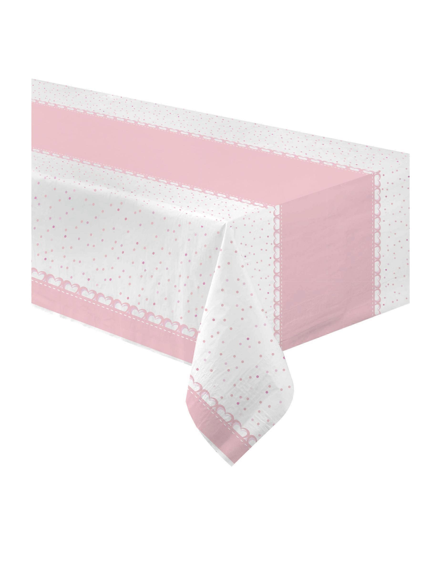Pink hearts paper tablecloth 120 x 180 cm