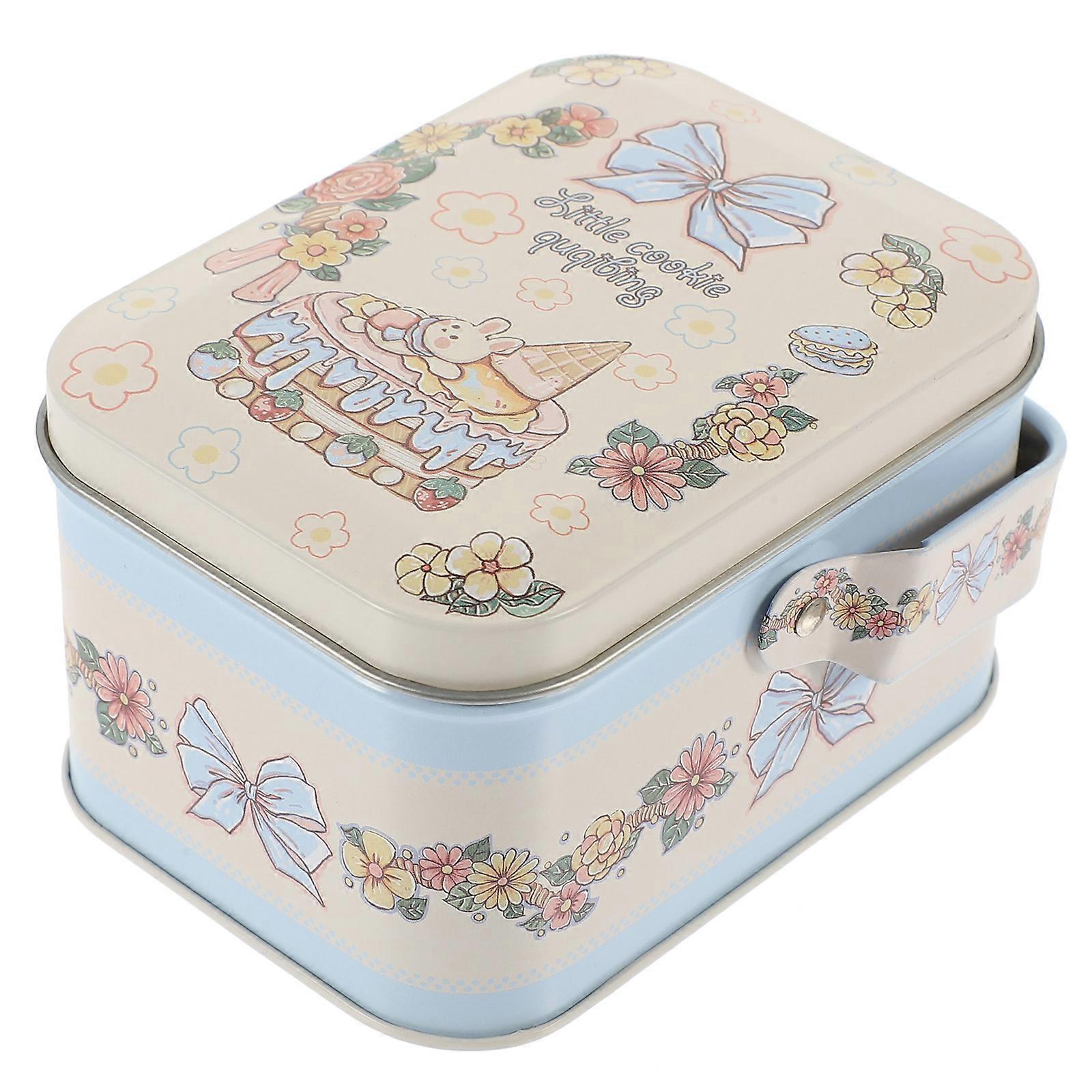 Tinplate Cookie Tin Holiday Party Favor Small Rectangular Multi-functional Packaging 1Set