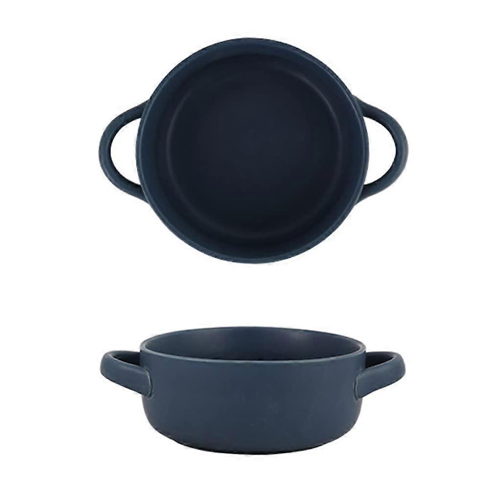 Ceramic Bowl, 24 oz Ceramic Soup Bowls with Handles, Oven Bowls for French Onion Soup, Soup Bowls, Set of 1 (Blue)