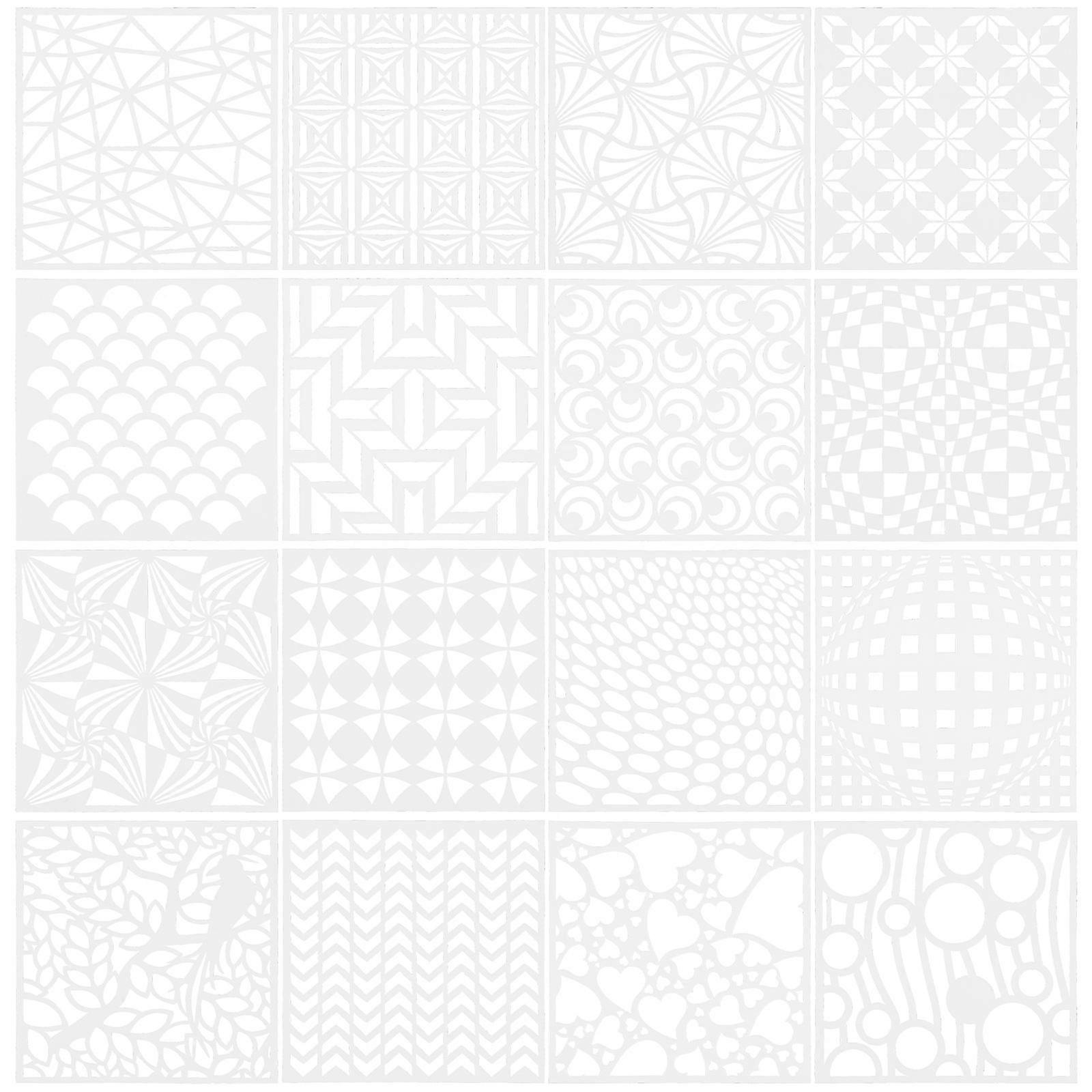 Wall Painting Templates Stencils Diy Enthusiasts Christmas 15X15CM Reusable Drawing Stencils 16Pcs