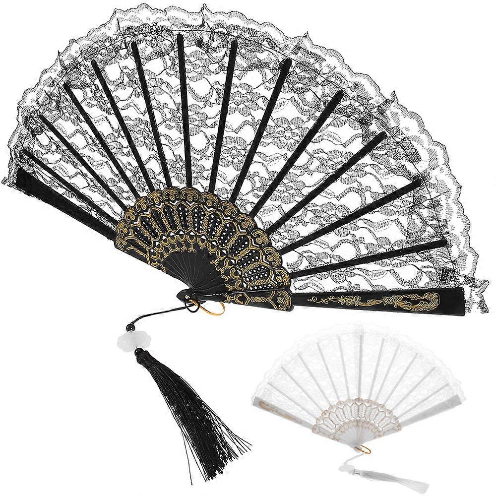 Here's a polished and professional product description based on your input:
**2pcs Vintage Lace Hand Fan Wedding Fans with Tassel – Lightweight &