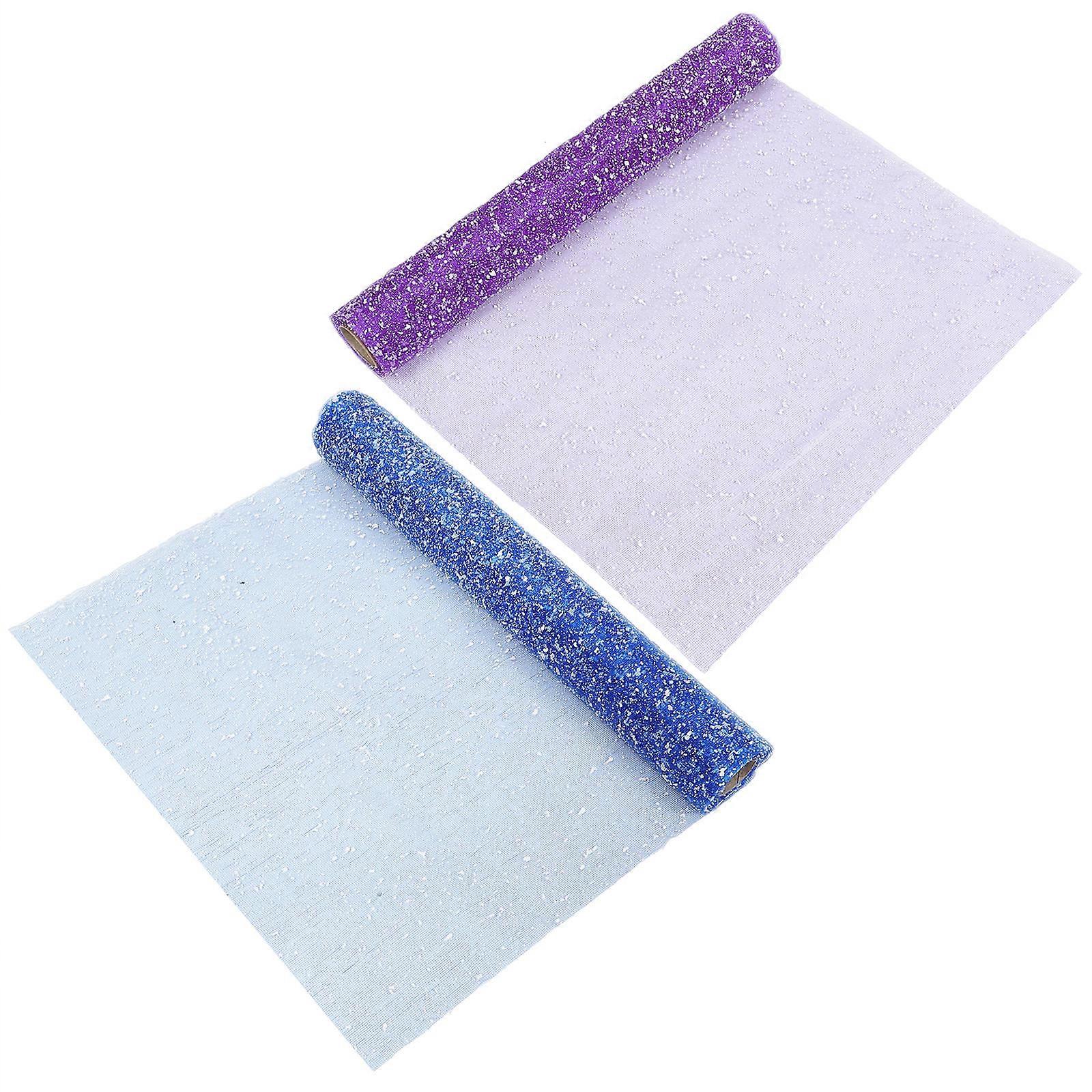 Decorative Mesh Rolls Deep Purple Flower Packaging Mesh for Daily Use 2 Rolls DIY Craft Projects