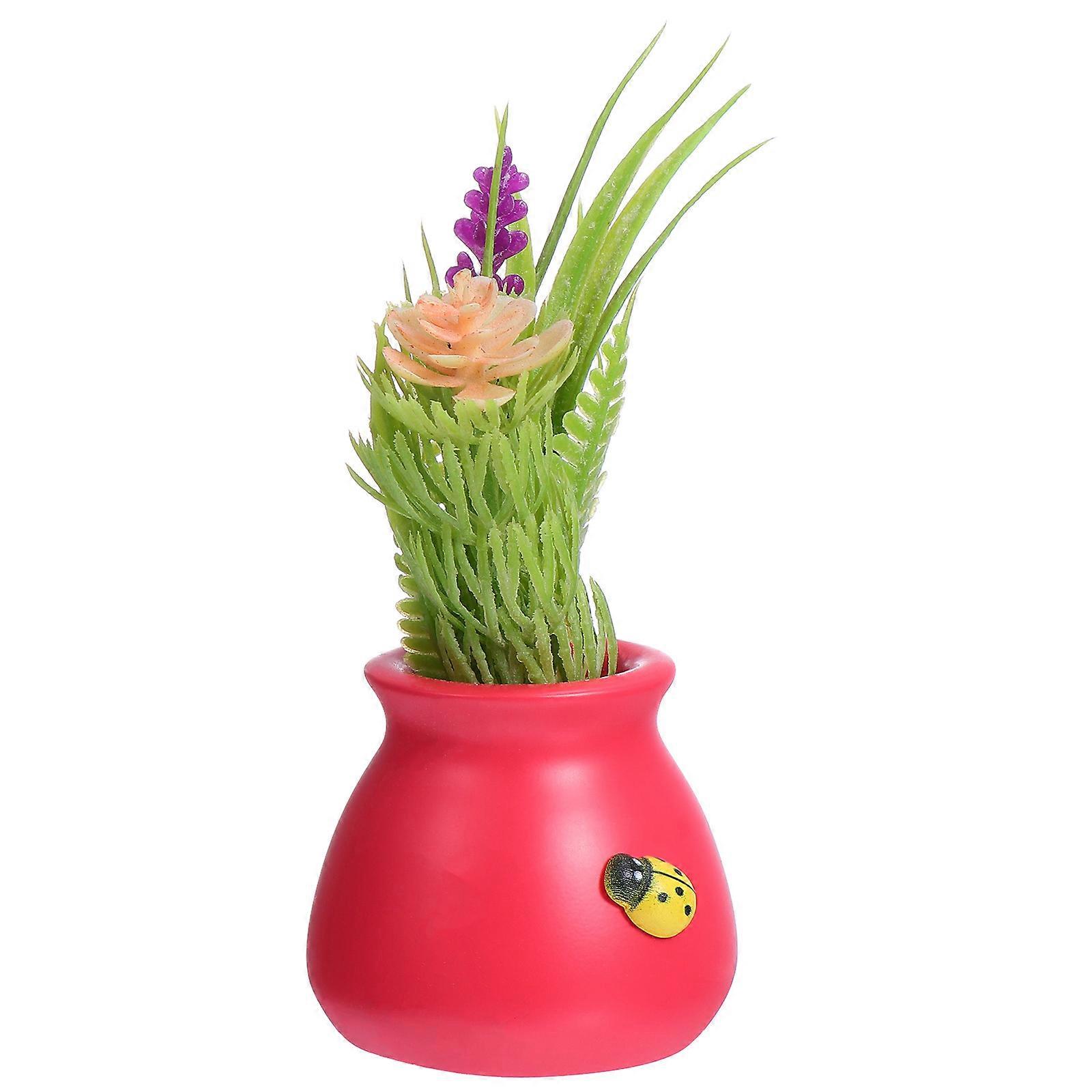 Potted Artificial Bonsai Tree Home Decoration 12 5x5CM Red Resin PP Simulated Design Ornamental Item 1Pack