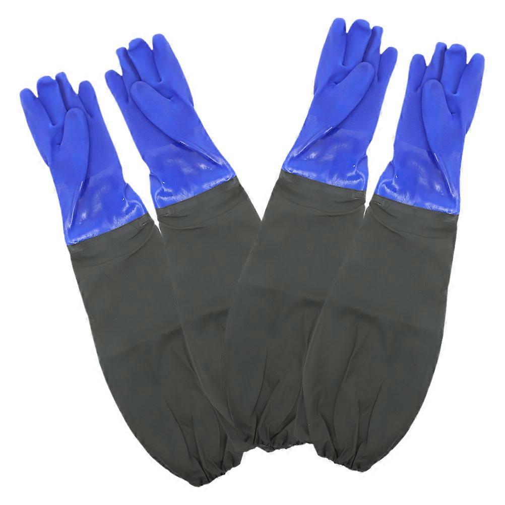 2 Pairs Non Slip Elbow Rubber Gloves for Kitchen Cleaning, Flexible & Comfortable Fit for Dishwashing, Household & Aquarium Use