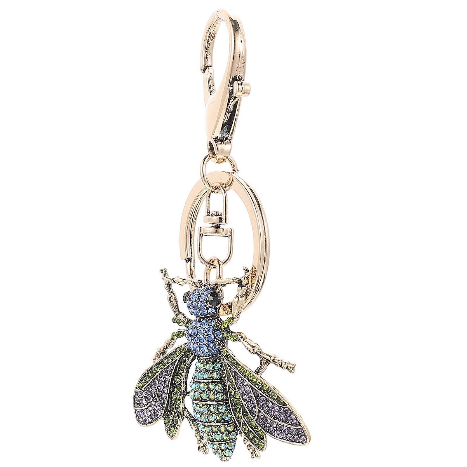 Bee-Shaped Keychain Green Alloy for Decor with Compact Portability
