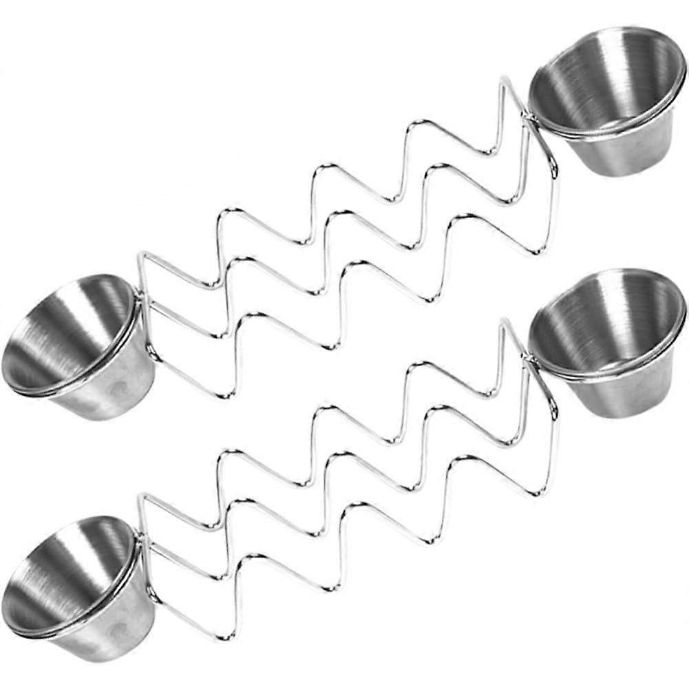 2part taco holder stand set with sauce cups, taco stand made of stainless steel, Mexican taco display stand for restaurant and at home