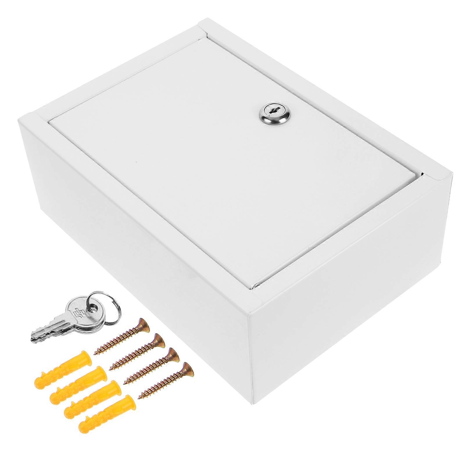 Wall Mounted Lock Box Milk Box Rectangular Shape General Users Home Use 25.00X18.00X9.00CM White Iron 1Pack