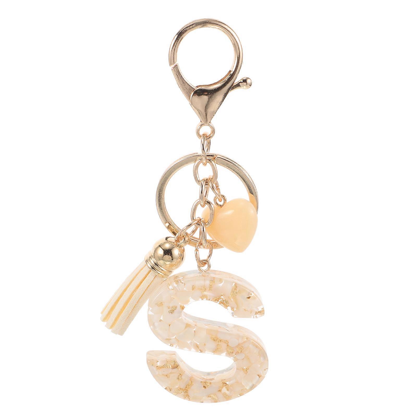 Lovely Heart Tassel Initial Letter Keychain – Cute Alphabet Pendant with Lobster Clasp, Multi Purpose Bag Charm for Backpacks and Handbags