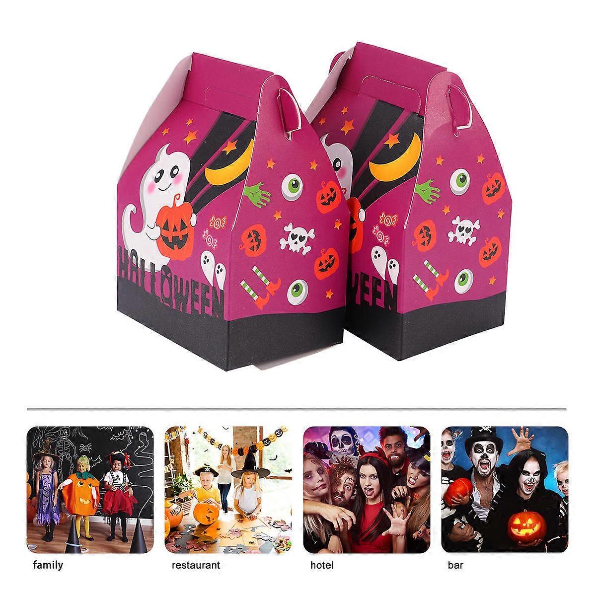 Halloween Candy Box Mini Square Purple Paper Case For Halloween Party 18*15*0.5cm Treat Container 20Pcs