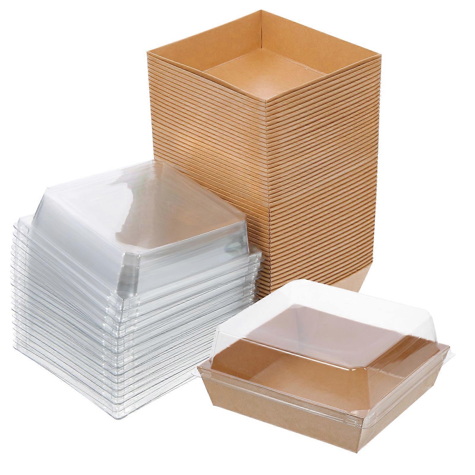 Bakery Cookie Boxes Small Cake Boxes Dessert Box With Lid Square Shape Kraft Paper Storage For Wedding Receptions 50Pcs