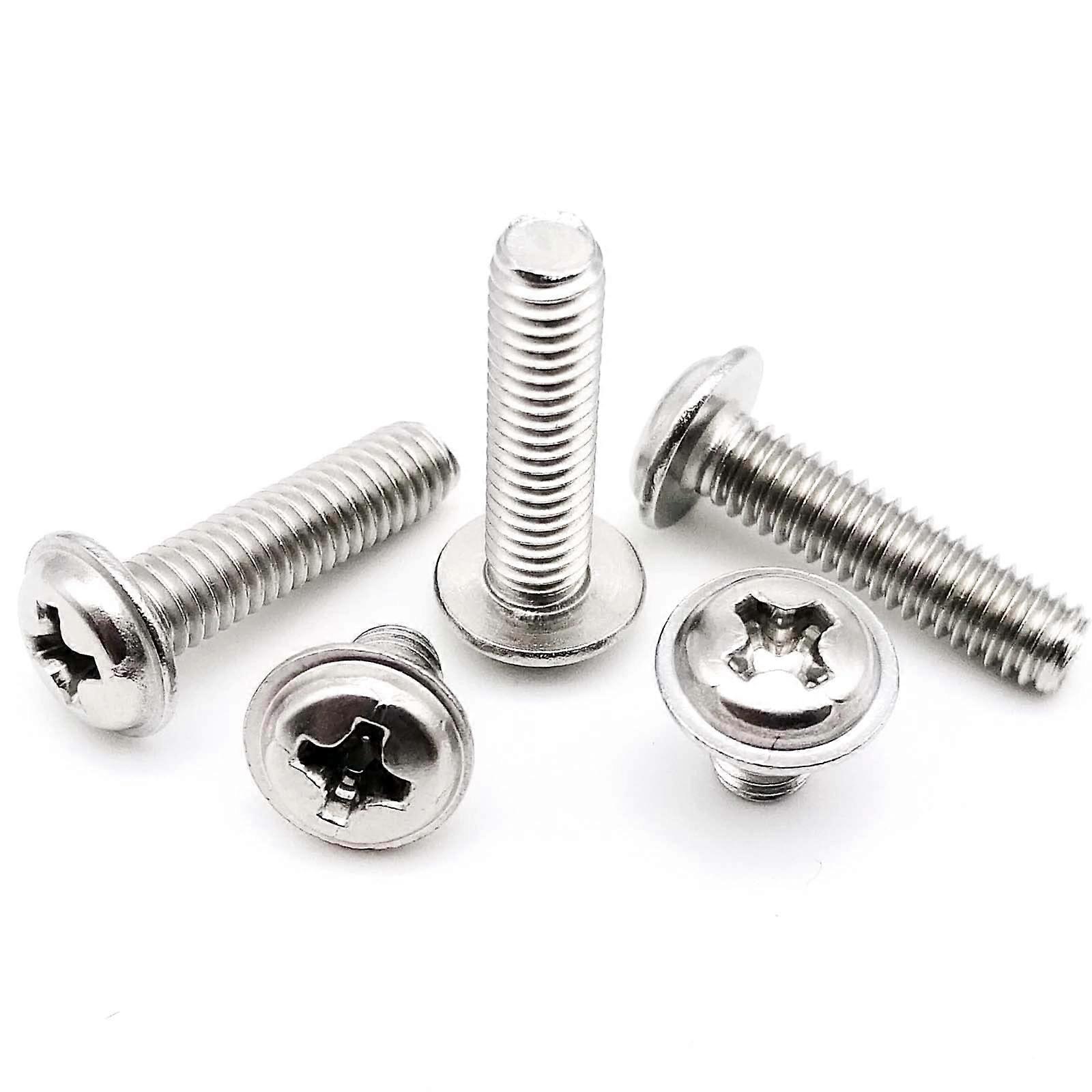 10pcs M2 M2.5 M3 M4 M5 M6 304 A2 Stainless Steel PWM DIN967 Cross Disc Washer Head Screw Bolt with Padded Collar (Color: 25mm, Size: M5 10pcs)