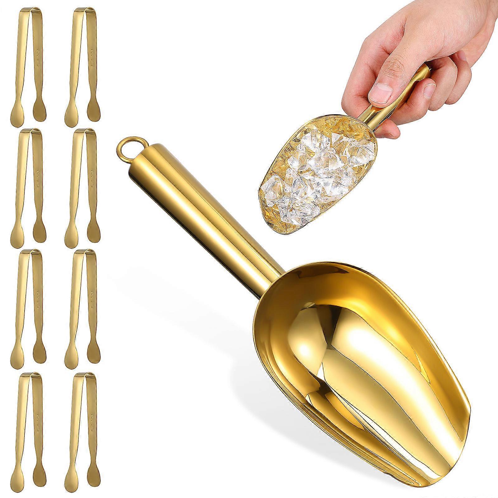 مخلب نمط الجليد ملقط معدني صغير من الفولاذ المقاوم للصدأ مجارف الثلج مريحة قبضة المطبخ حزب 2 قطعة