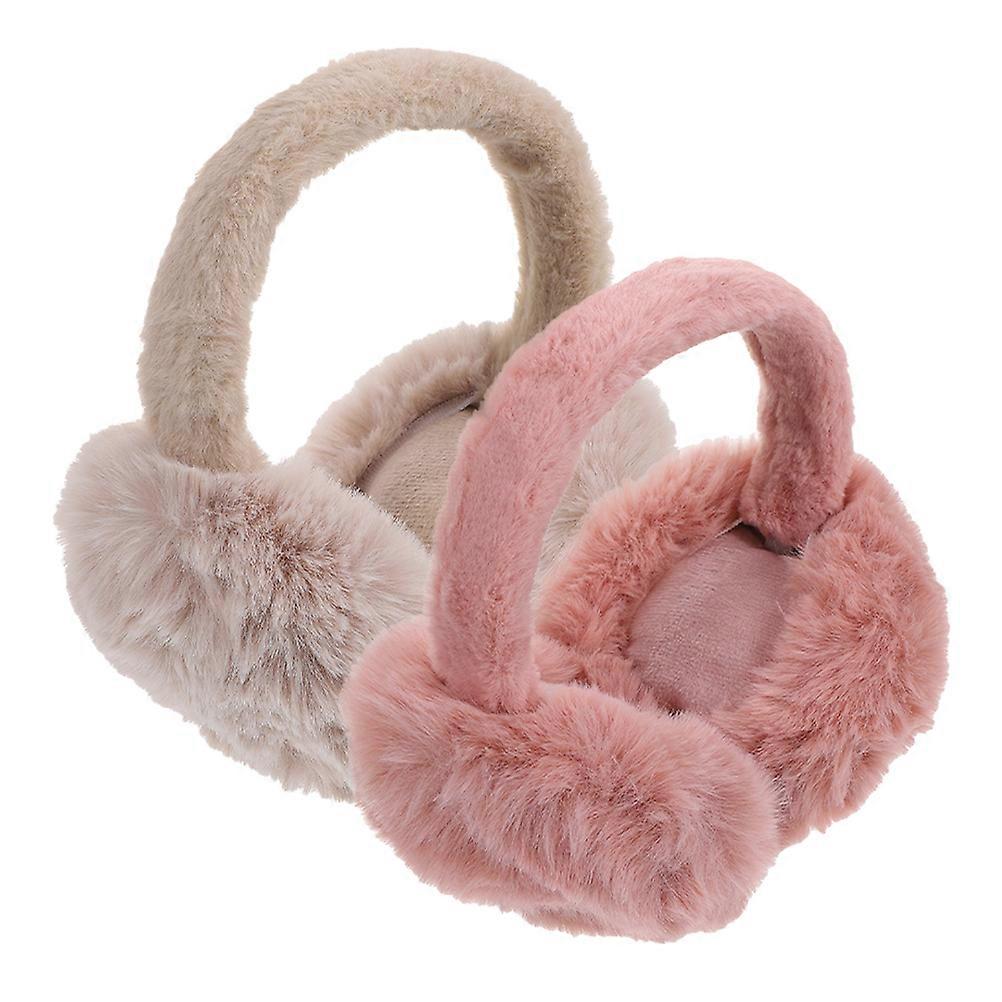 Warm Earmuffs Furry Ear Warmer Foldable Ear Women Ear Protector Assorted Color Cold Weather Protection 2Pcs
