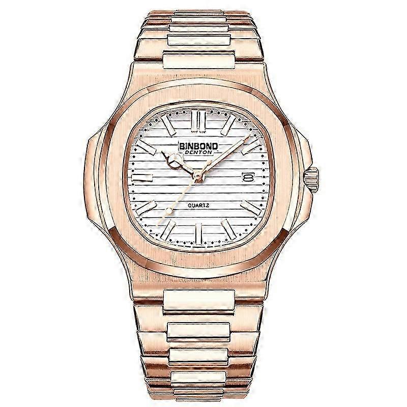 BINBOND B1885 Quartz Watch Rose Gold-White