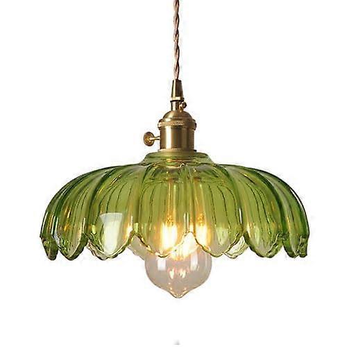 Creative Flower-Shaped Glass Chandelier E27 Base Single Pendant Light for Bedroom Dining Room Kitchen Decor